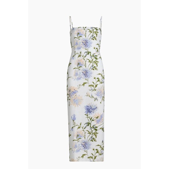 Reformation White Floral Maxi Dress with Blue and Green Print - Picture 3 of 16
